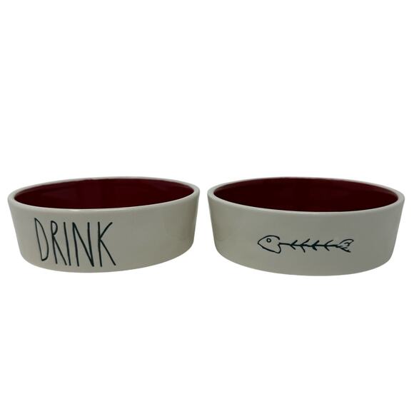 Cat Food and Water Dish Rae Dunn by Magenta Artisan Collection - Picture 1 of 5